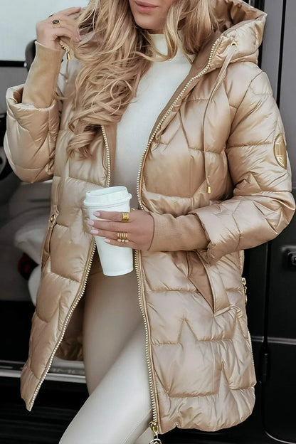 Damen Winter Steppjacke Lang | Warme, leichte & windabweisende Kapuzenjacke