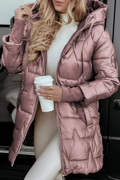 Damen Winter Steppjacke Lang | Warme, leichte & windabweisende Kapuzenjacke