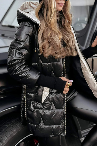 Damen Winter Steppjacke Lang | Warme, leichte & windabweisende Kapuzenjacke