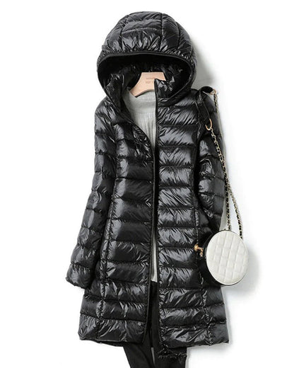 Anwen | Damen leichter Steppmantel mit Kapuze und warmer Fütterung