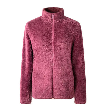 Meliora | Damen Teddy-Fleecejacke mit Stehkragen & Reißverschluss – Warme Plüschjacke für Alltag & Freizeit