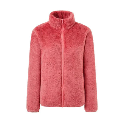 Meliora | Damen Teddy-Fleecejacke mit Stehkragen & Reißverschluss – Warme Plüschjacke für Alltag & Freizeit