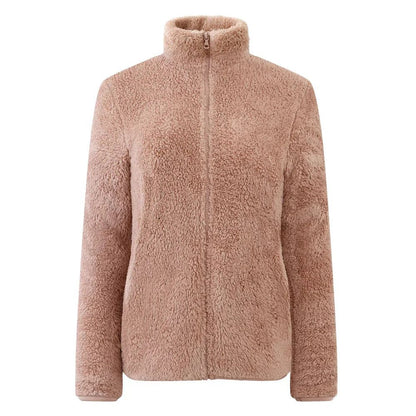 Meliora | Damen Teddy-Fleecejacke mit Stehkragen & Reißverschluss – Warme Plüschjacke für Alltag & Freizeit
