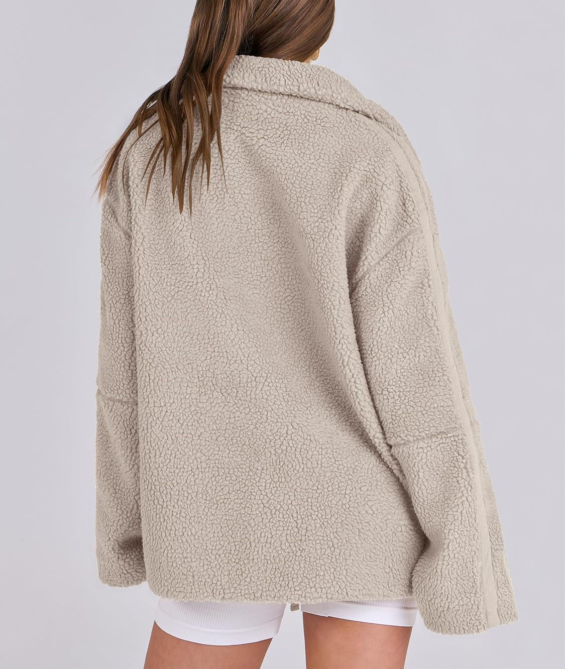 Damen Fleecejacke Oversize | Warme Teddyjacke mit Reißverschluss für Herbst & Winter
