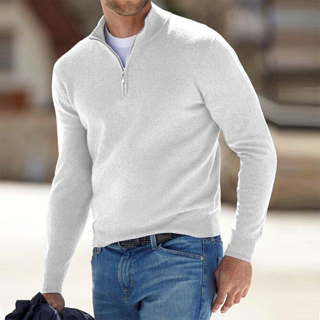 Kai | Herren Pullover mit Stehkragen & Reißverschluss | Slim Fit & Modern