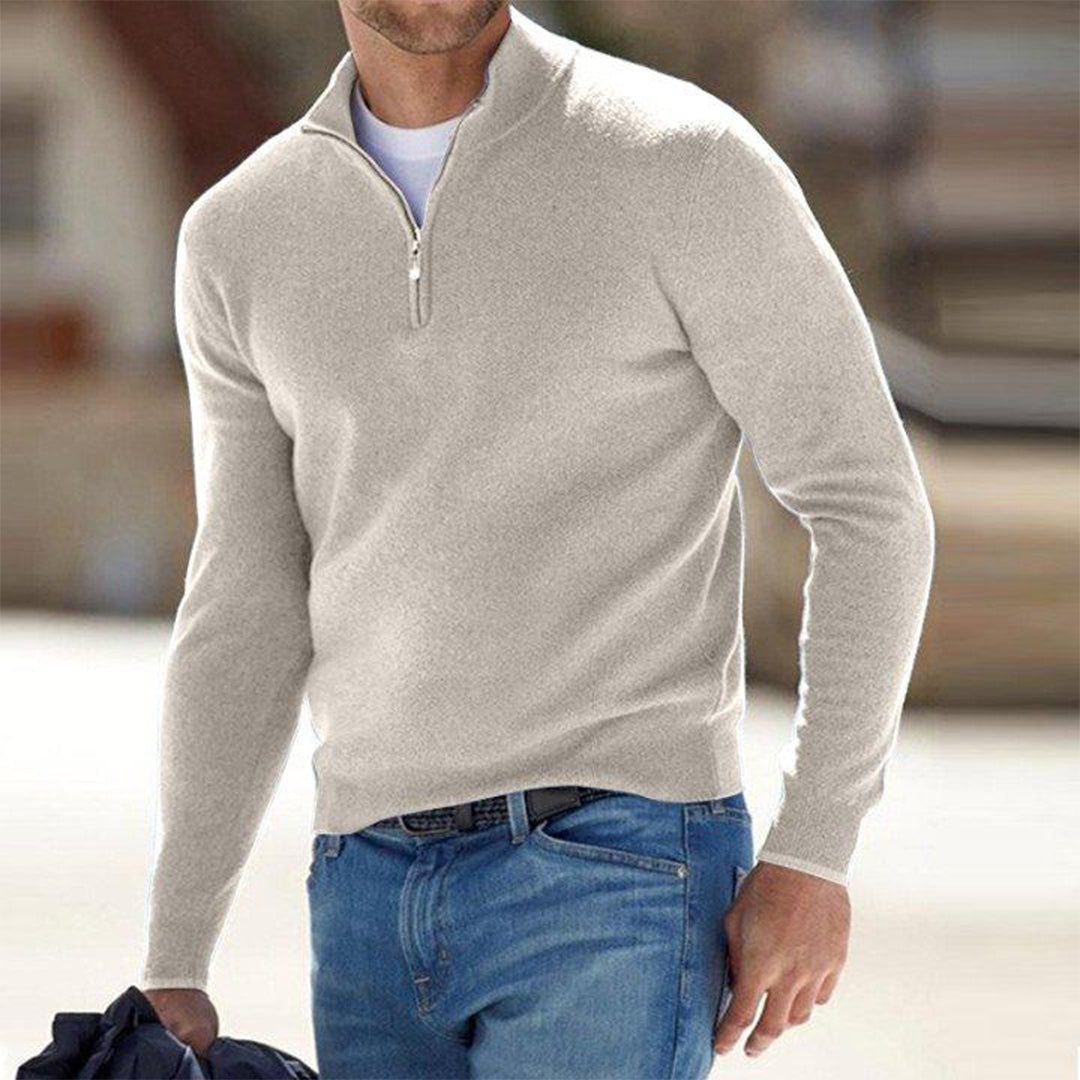 Kai | Herren Pullover mit Stehkragen & Reißverschluss | Slim Fit & Modern