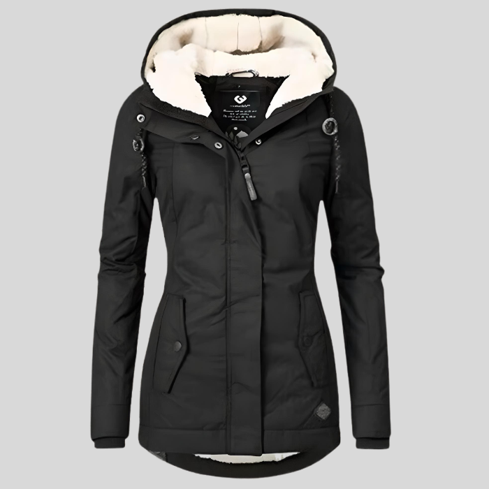 Coraline | Damen Winterjacke lang wasserdicht mit Kapuze und Fleecefutter