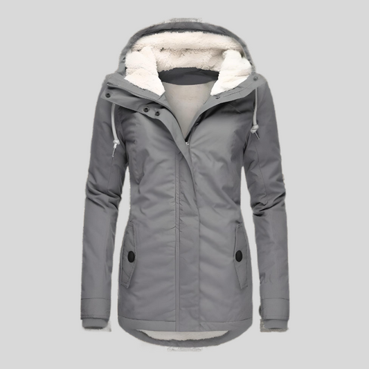 Coraline | Damen Winterjacke lang wasserdicht mit Kapuze und Fleecefutter