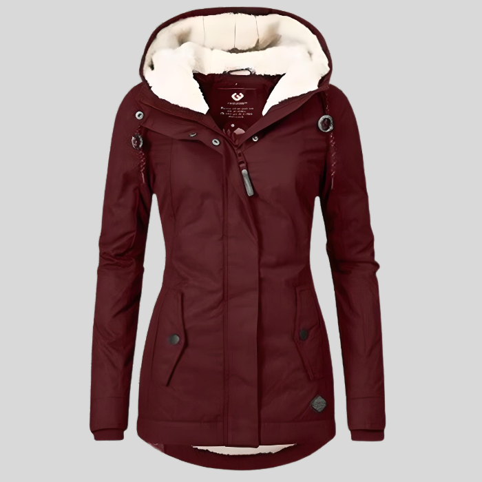 Coraline | Damen Winterjacke lang wasserdicht mit Kapuze und Fleecefutter