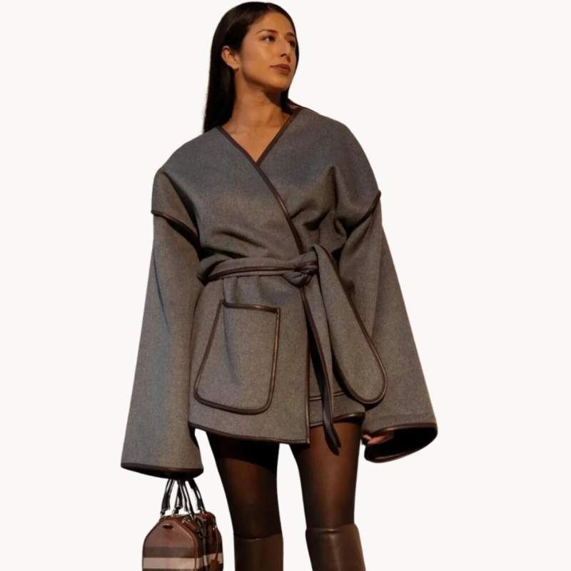 Petronelle | Damen Oversized Mantel mit Taillengürtel & Elegantem Reverskragen – Stylischer Übergangsmantel für Herbst & Frühling