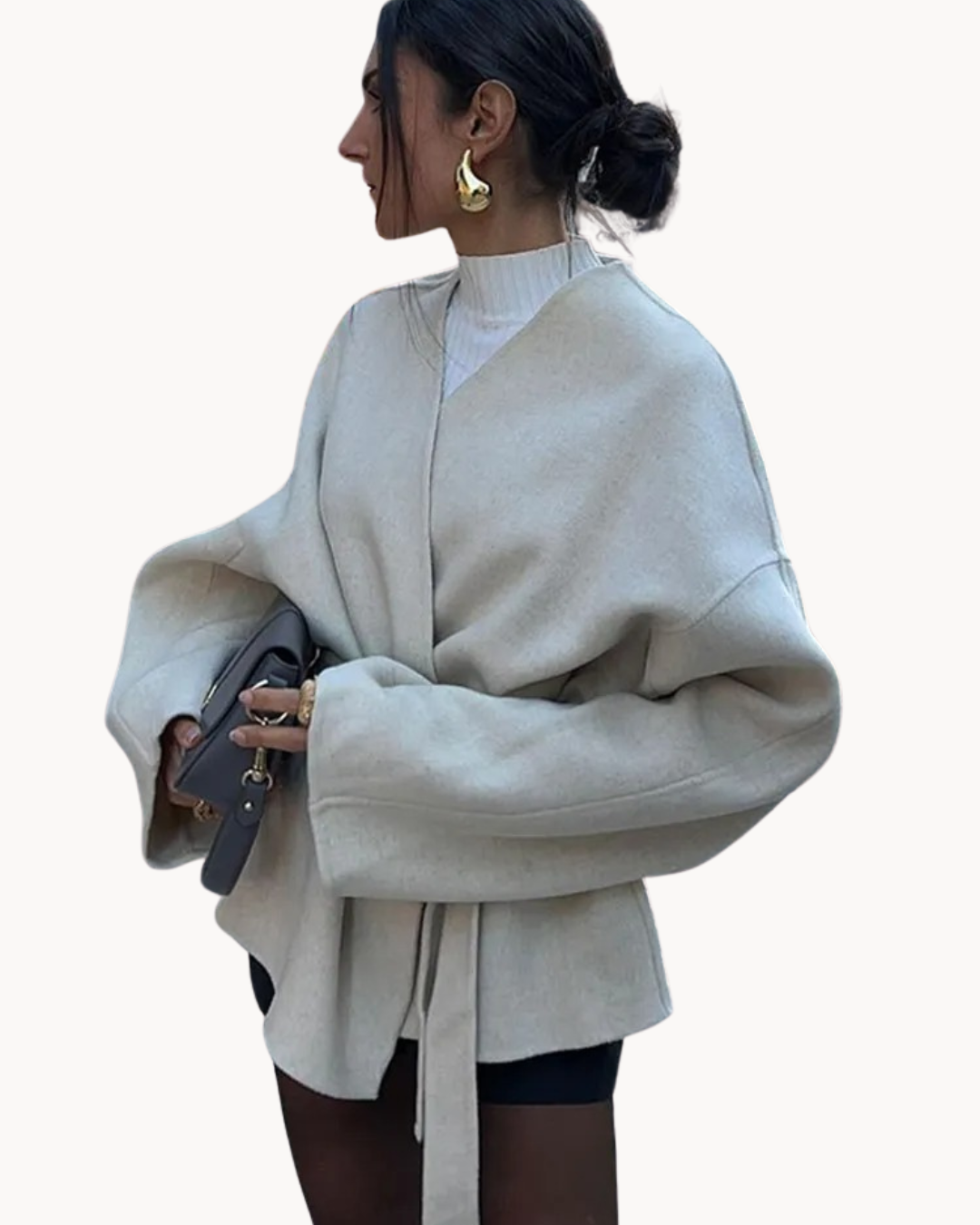 Petronelle | Damen Oversized Mantel mit Taillengürtel & Elegantem Reverskragen – Stylischer Übergangsmantel für Herbst & Frühling