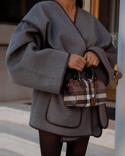 Petronelle | Damen Oversized Mantel mit Taillengürtel & Elegantem Reverskragen – Stylischer Übergangsmantel für Herbst & Frühling