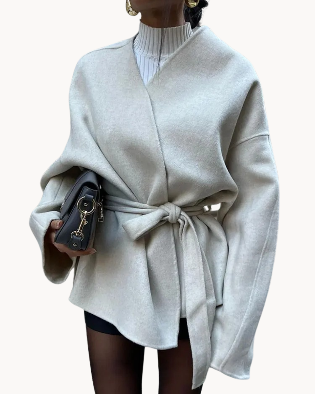 Petronelle | Damen Oversized Mantel mit Taillengürtel & Elegantem Reverskragen – Stylischer Übergangsmantel für Herbst & Frühling