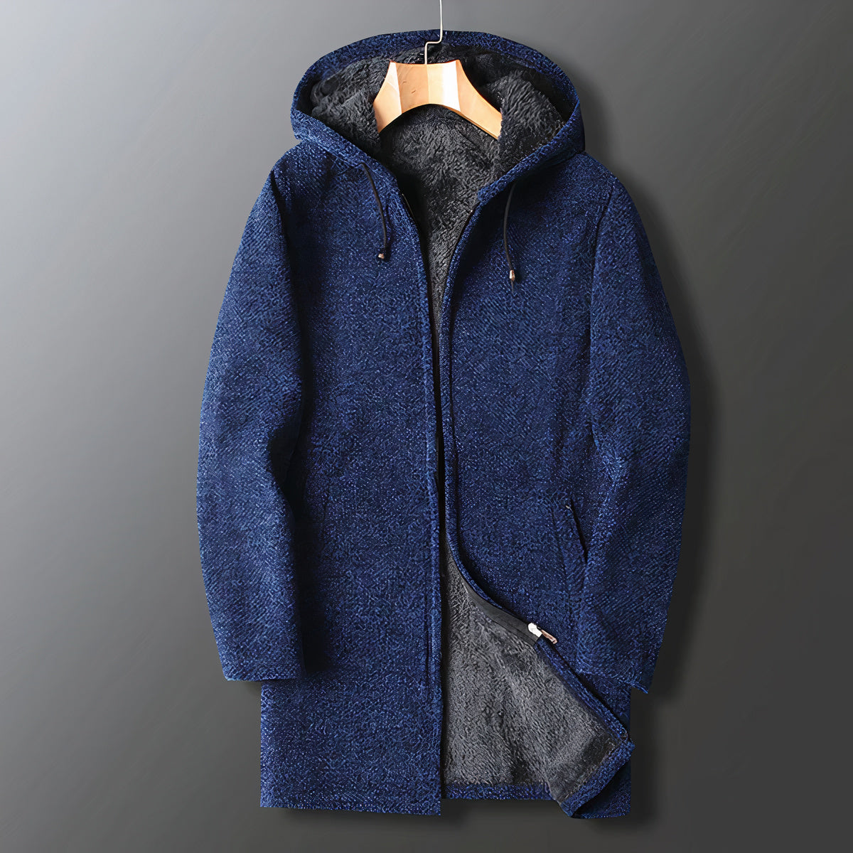 Merion | Herren Plüschjacke mit Kapuze & Reißverschluss – Warme Teddy-Fleecejacke für Alltag & Freizeit