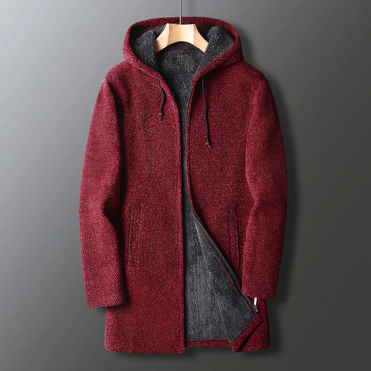 Merion | Herren Plüschjacke mit Kapuze & Reißverschluss – Warme Teddy-Fleecejacke für Alltag & Freizeit