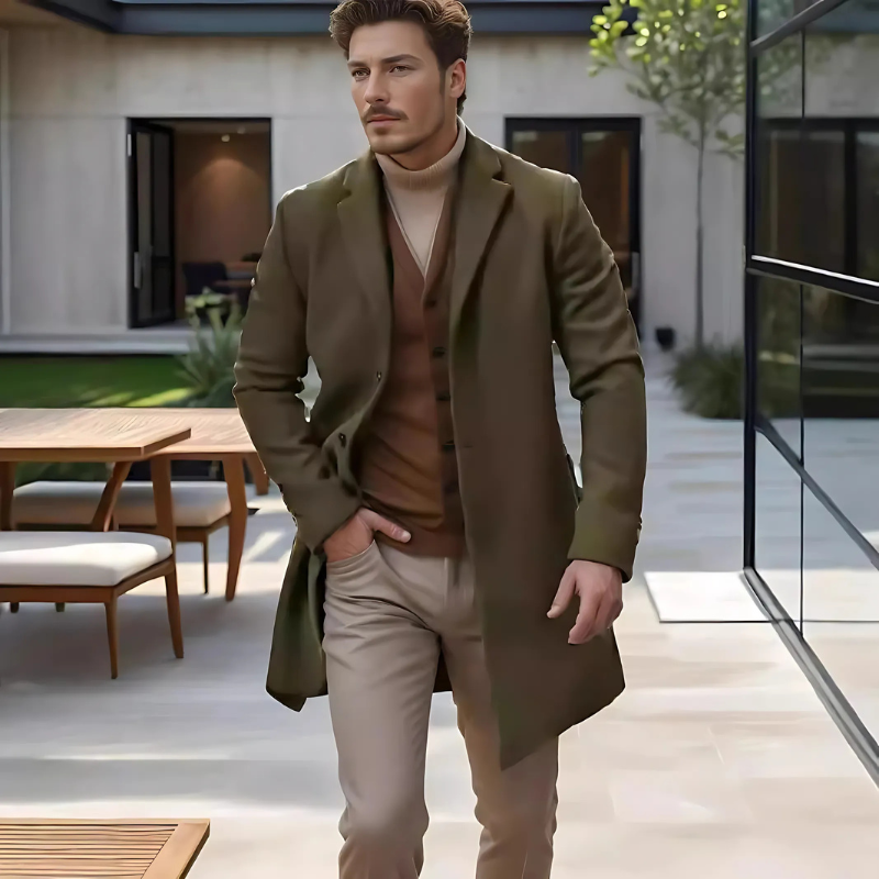 Xander | Herren Trenchcoat im Regular Fit, mittellang mit Reverskragen & Seitentaschen