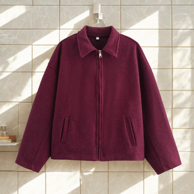 Illyria | Damen Kurzjacke mit Boxy Fit, Reißverschluss und spitzem Kragen