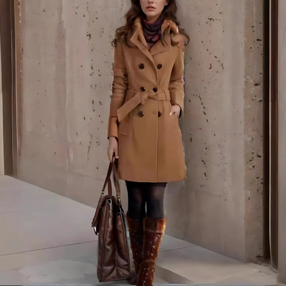Imogine | Damen Trenchcoat mit Tailliertem Schnitt, Doppelreihe Knöpfen & Baumwollmix