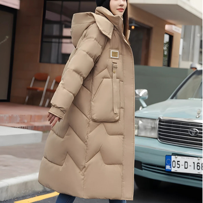 Katriel | Damen Winter Trenchcoat, Lang & Oversized, Gepolstert mit Kapuze und hohem Kragen