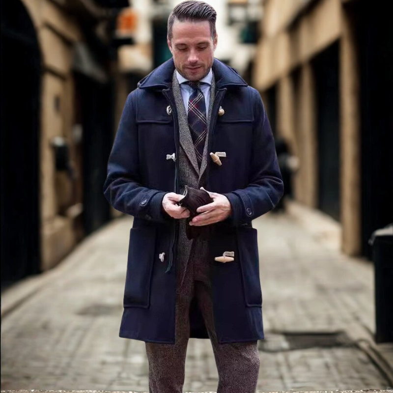 Valerio | Herren Trenchcoat, Regular Fit, halblang, mit Kapuze & Knebelverschluss