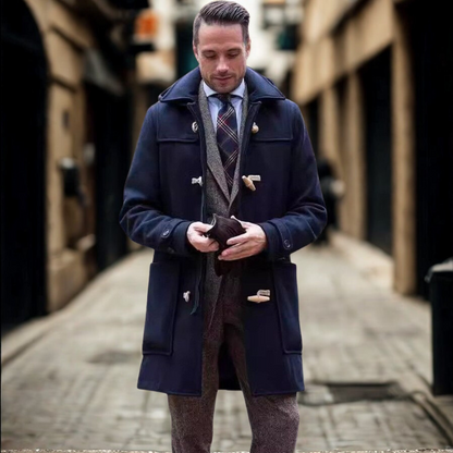 Valerio | Herren Trenchcoat, Regular Fit, halblang, mit Kapuze & Knebelverschluss