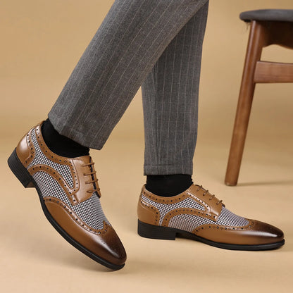 Devin | Herren Oxford Schuhe – Hahnentritt-Muster & Klassische Brogue-Details
