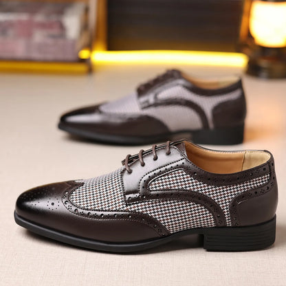 Devin | Herren Oxford Schuhe – Hahnentritt-Muster & Klassische Brogue-Details