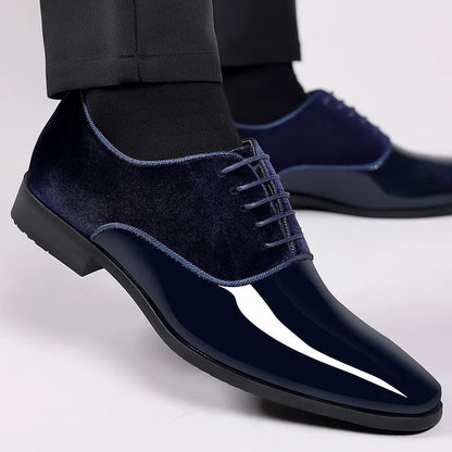 Dylan | Herren Lack-Oxford Schuhe – Samt & Glanz Kontrast-Design