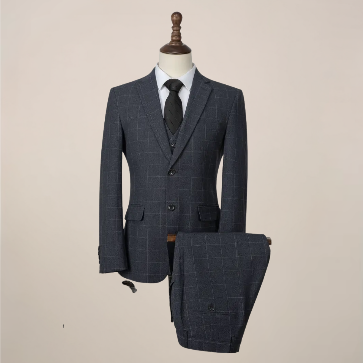 David | Herren Dreiteiliger Slim Fit Anzug Tailored Ensemble für Hochzeiten & Abendveranstaltungen