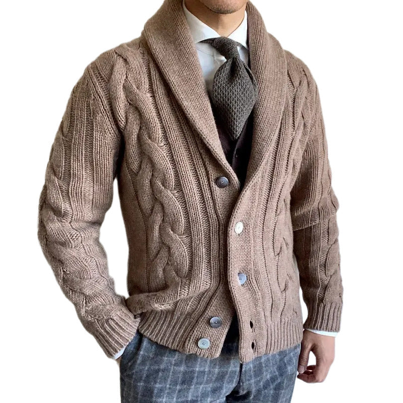 Herren Grobstrickjacke | Elegantes Zopfdesign & Moderner Kragen | Warm & Stilvoll