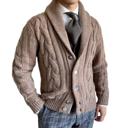 Herren Grobstrickjacke | Elegantes Zopfdesign & Moderner Kragen | Warm & Stilvoll