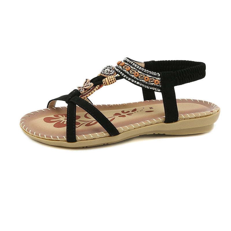 Hester | Sommerliche Boho Damen Sandalen mit Elastikriemen & Slip-On Komfort – Ideal für Strand & Alltag