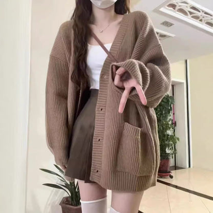 Damen Strickcardigan | Knopfleiste & Offene Taschen | Eleganter Strick