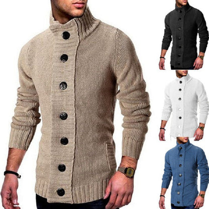 Herren Strickjacke | Hoher Kragen & Markante Knopfdetails | Stilvoll & Komfortabel