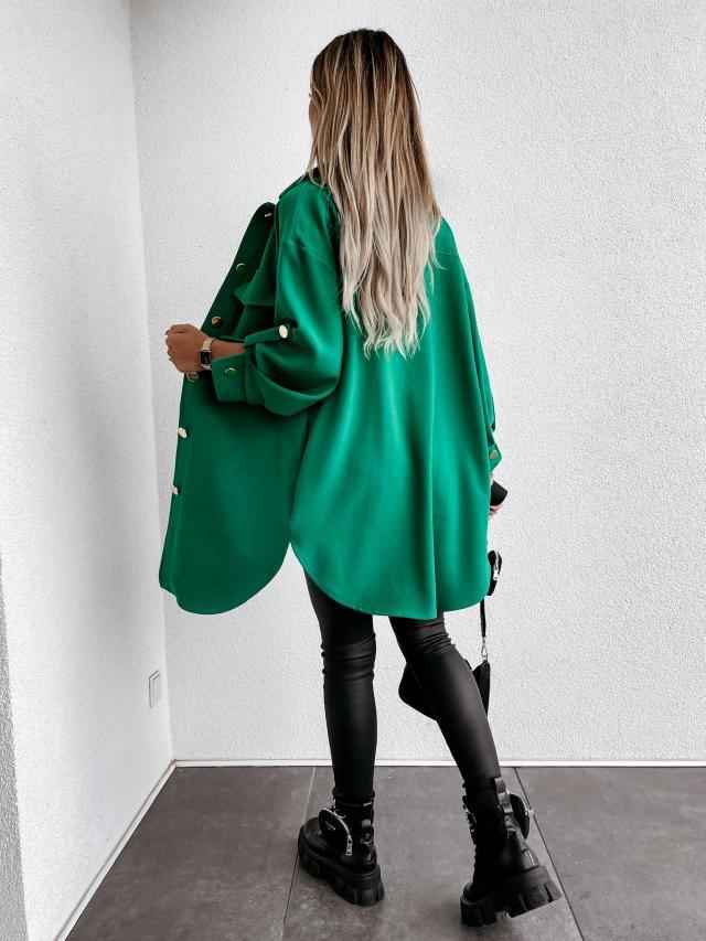 Diorra | Damen Übergangsjacke mit Reverskragen und Knopfleiste im Longshirt-Stil