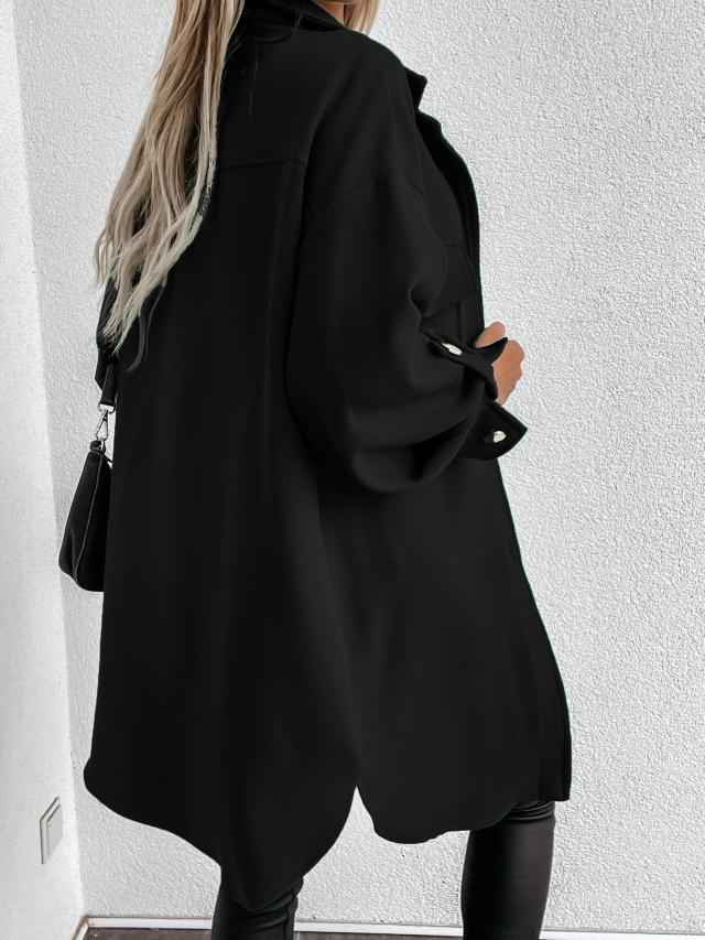 Diorra | Damen Übergangsjacke mit Reverskragen und Knopfleiste im Longshirt-Stil