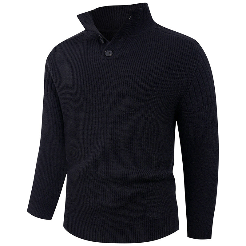 High Collar Herren Pullover | Modern & Stylisch | Knopfdetails für Komfort & Wärme