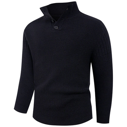 High Collar Herren Pullover | Modern & Stylisch | Knopfdetails für Komfort & Wärme