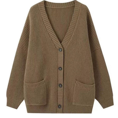 Damen Strickcardigan | Knopfleiste & Offene Taschen | Eleganter Strick