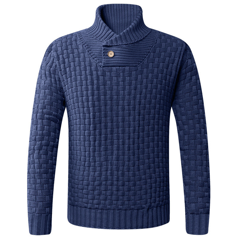 Men's Knit Sweater | Moderner Schalkragen & Knopfdetails | Stilvoll & Komfortabel