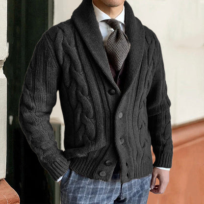 Herren Grobstrickjacke | Elegantes Zopfdesign & Moderner Kragen | Warm & Stilvoll