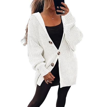 Damen Strickjacke im Grobstrick | Oversize Strickjacke mit Holzknöpfen & Weichem Material