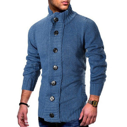 Herren Strickjacke | Hoher Kragen & Markante Knopfdetails | Stilvoll & Komfortabel