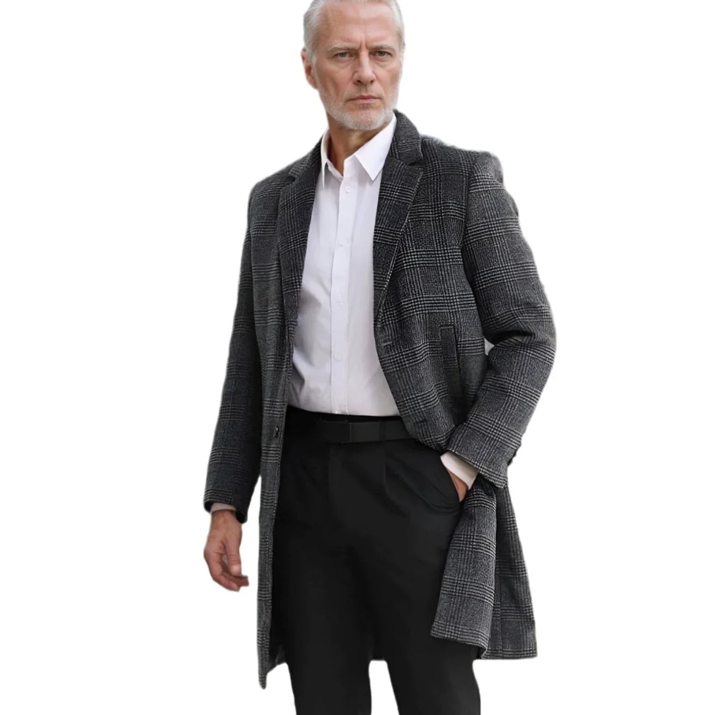 Orlando | Herren Overcoat Regular Fit aus Wollmix mit Karo-Muster & Steppfutter