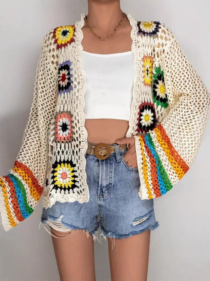 Schmina | Crochet Cardigan mit Blumenmuster & Weiten Ärmeln für Damen