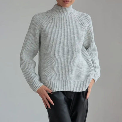 Gwenore | Damen Strickpullover, Loose Fit, Rollkragen, Raglanärmel, gerippte Struktur