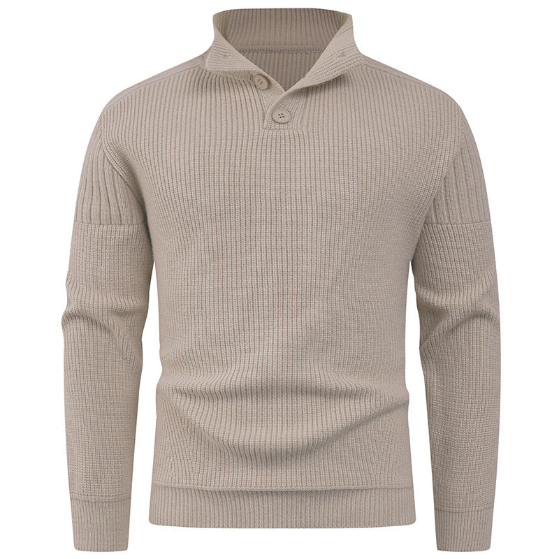 High Collar Herren Pullover | Modern & Stylisch | Knopfdetails für Komfort & Wärme