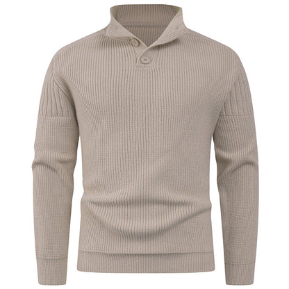 High Collar Herren Pullover | Modern & Stylisch | Knopfdetails für Komfort & Wärme