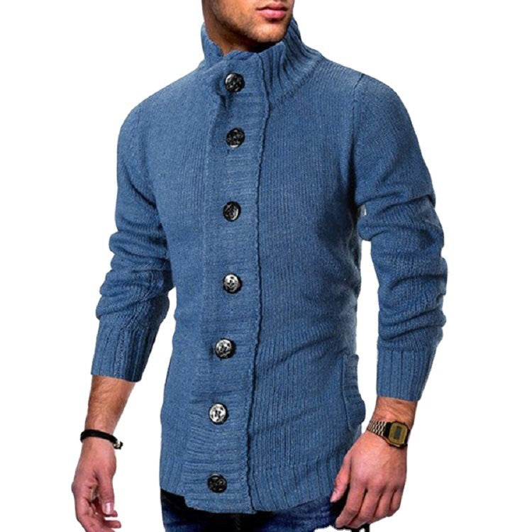 Herren Strickjacke | Hoher Kragen & Markante Knopfdetails | Stilvoll & Komfortabel