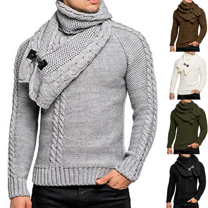 Herren Strickpullover mit Schal | Warm, Stilvoll und Komfortabel für Kühle Tage